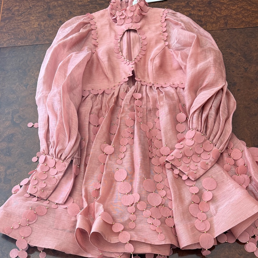 Zimmermann Concert Disc Silk-Linen Mini Dress US 6 New w/ Tags! Retail $1750